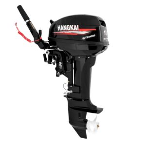 18HP Outboard Motor, 246CC 2 Stroke Heavy Duty Outboard Motor Fishing Boat Engine with Water Cooling System (2-Stroke 18HP)