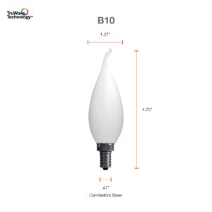 SYLVANIA LED TruWave Natural Series Décor B10 Light Bulb, 60W Equivalent Efficient 5.5W, 500 Lumens, Candelabra Base, Dimmable, Frosted, 2700K, Soft White - 2 pack (40781)