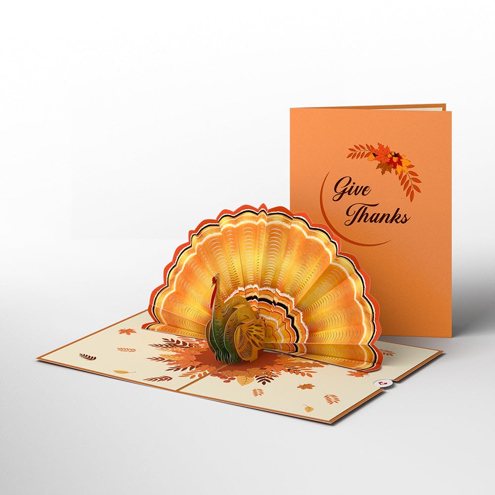 Lovepop Give Thanks Turkey Pop Up Card, 5x7-3D Greeting Card, Thanksgiving Greeting Card, Thanksgiving Pop Up Card, Autumn Pop Up Cards