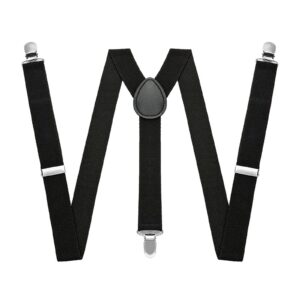 yotozu elastic adjustable heavy duty suspenders y shaped braces with strong clips for trousers clip on one size fits all men and women,black