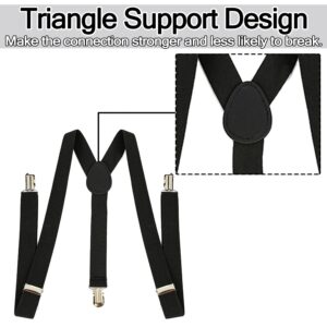 YOTOZU Elastic Adjustable Heavy Duty Suspenders Y Shaped Braces with Strong Clips for Trousers Clip On One Size Fits All Men and Women,Black