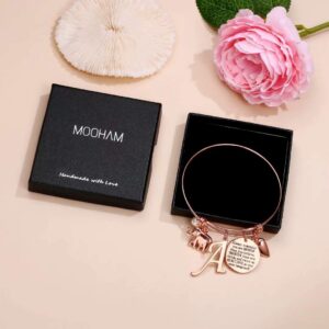 M MOOHAM Elephant Gifts for Women, Letter A Initial Elephant Bracelets for Women Elephant Jewelry, You are Braver than You Believe Inspirational Bracelet Thinking of You Gifts for Women Birthday