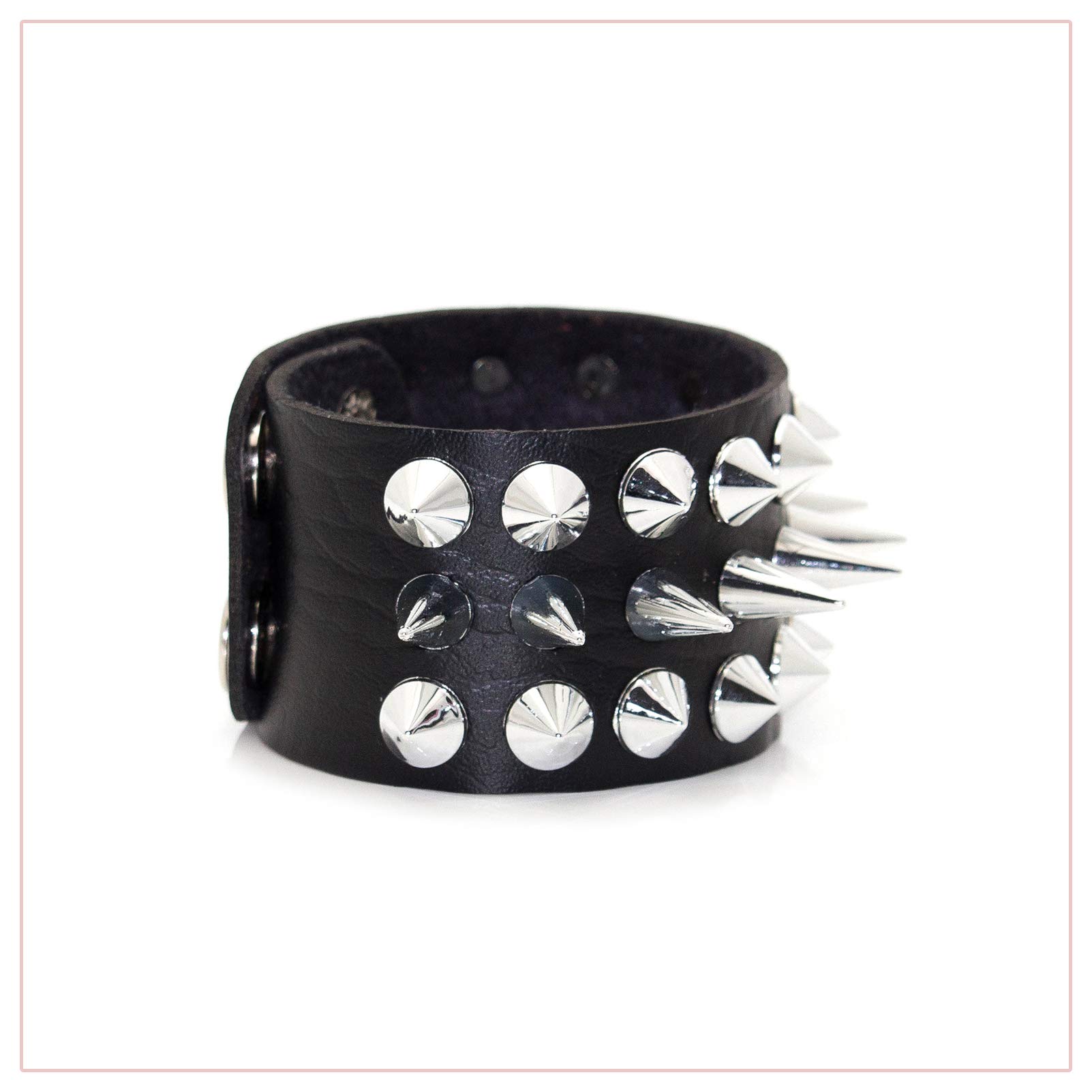 Nsitbbuery Punk Rivet Bracelet Spike Wide Leather Wristband Bracelet(ONESH)