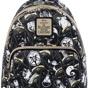 Loungefly Disney Nightmare Before Christmas Tarot Card AOP Womens Double Strap Shoulder Bag Purse