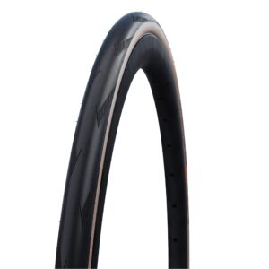 schwalbe pro one tire - clincher, folding tube type road bike tire, black/tan sidewall, single tire, 700c x 25