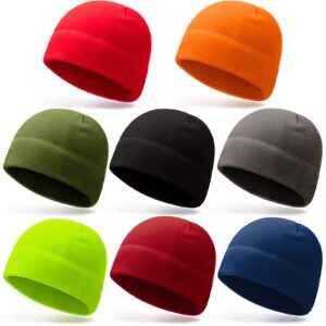 8 pieces fleece hat mens winter skull cap tactical fleece skull beanie for running skiing cycling sports (classic style)