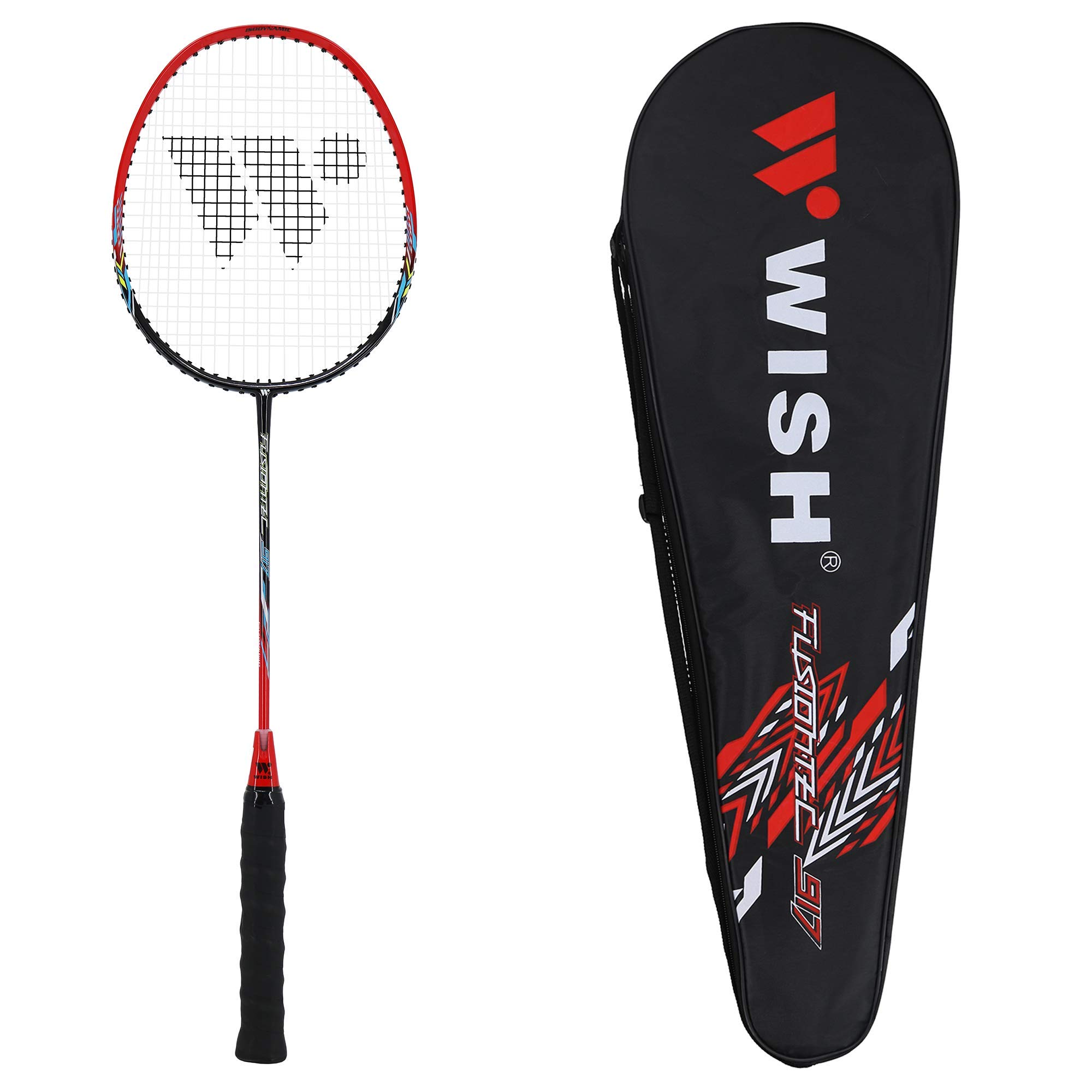 WISH FusionTec 917 – Badminton Racket and Case – Includes 1 Badminton Racket and 1 Badminton Bag – Excellent Badminton Grip – Great for Competitive Badminton Games, Red