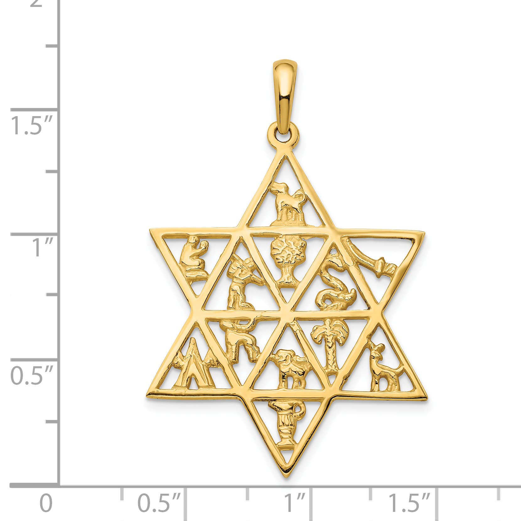 14k Yellow Gold Star Of David 12 Tribes Pendant Fine Jewelry For Women Gifts For Her