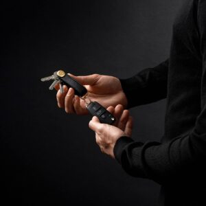 Orbitkey Saffiano Leather Key Organizer, Licorice Black | Holds up to 7 Keys