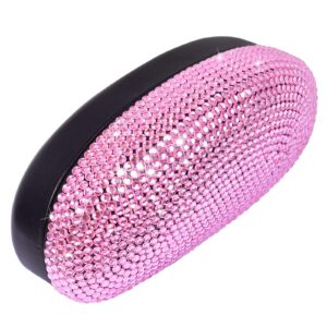 Eyeglasses Glasses Case Pink Bling Crystal Rhinestone Hard Shell Protective Large Eyeglass Case for Eyeglasses Sunglasses