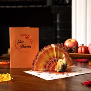 Lovepop Give Thanks Turkey Pop Up Card, 5x7-3D Greeting Card, Thanksgiving Greeting Card, Thanksgiving Pop Up Card, Autumn Pop Up Cards