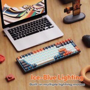 RK ROYAL KLUDGE RK100 Wireless Mechanical Keyboard RGB Backlit Bluetooth5.1/2.4G/Wired 96% Full Size 100-Key Hot Swappable Gaming Keyboard Brown Switch Carbon