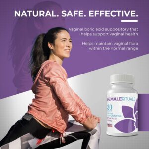 FEMALE RITUALS - Vaginal Moisturizer Boric Acid Suppositories for PH Balance - Bad Odors and BV Yeast Infection Treatments - Feminine Hygiene Products - Yoni Pops