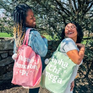 Sorority Shop Gamma Phi Beta Retro Pom Pom Tote Bag