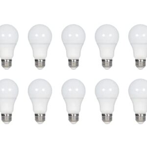 Satco S11411 9.5-Watt A19 LED Light Bulbs, 60-Watt Replacement, 5000K Natural Light, 760 Lumens, 10 Pack