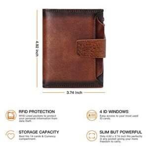 FALAN MULE Wallet for Men Genuine Leather RFID Blocking Mens Wallet with Zipper Coin Pocket ID Window