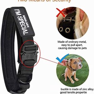 Tactical Dog Collar with USA American Flag - Military Dog Collar Thick with Handle - Heavy Duty Nylon K9 Collar Adjustable Metal Buckle for Medium Large Dogs L Chew Proof with 2 Patches