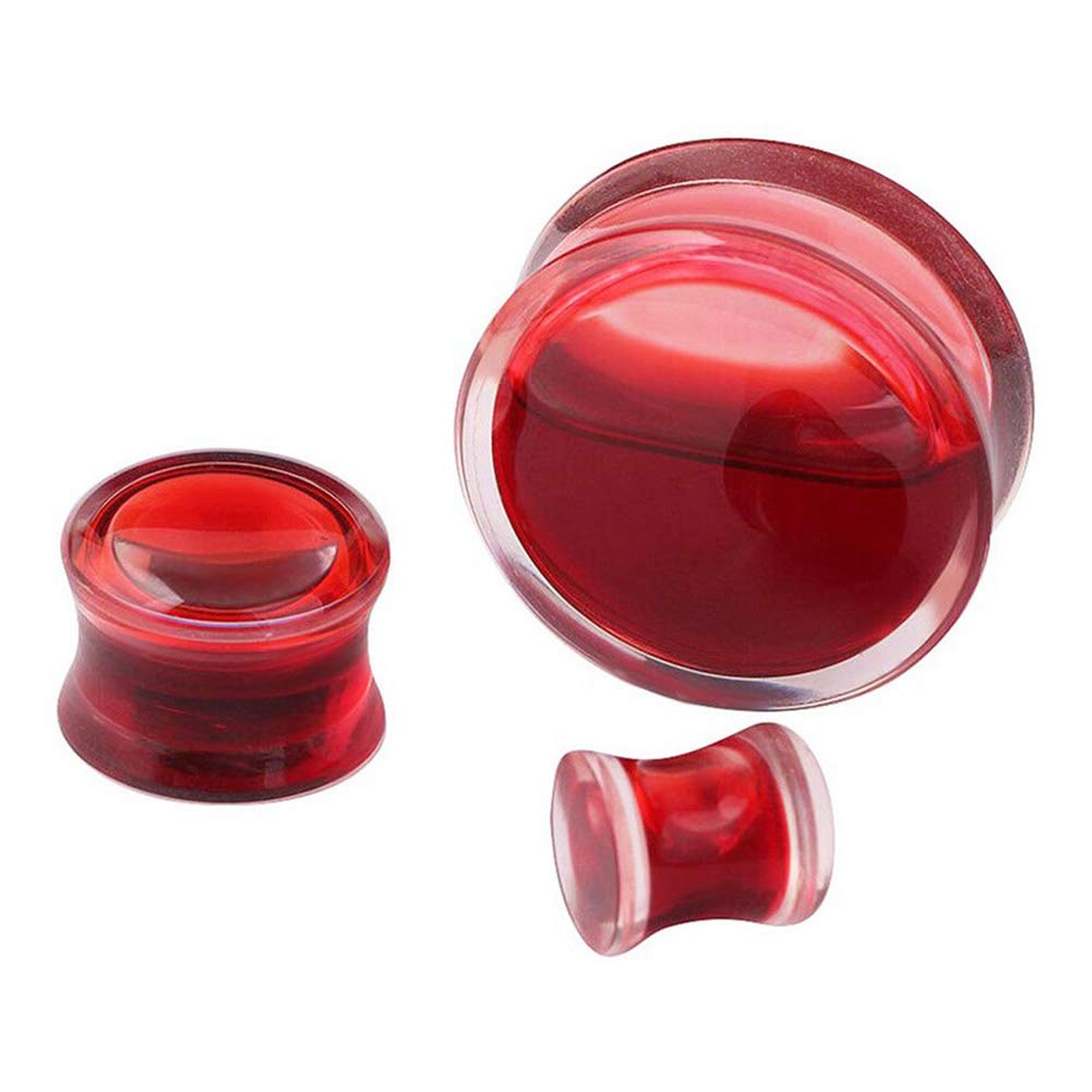 YOFANST Red Liquid Blood Ear Plugs Acrylic Saddle Stretching Tunnels Expander Gauge 00g