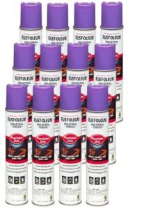 rust-oleum industrial choice 1869838-12pk inverted water-based marking spray paint, 17 oz, fluorescent purple, 12 pack