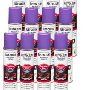 Rust-Oleum Industrial Choice 1869838-12PK Inverted Water-Based Marking Spray Paint, 17 Oz, Fluorescent Purple, 12 Pack