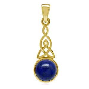 silvershake natural lapis lazuli 14k yellow gold plated 925 sterling silver triquetra celtic knot pendant