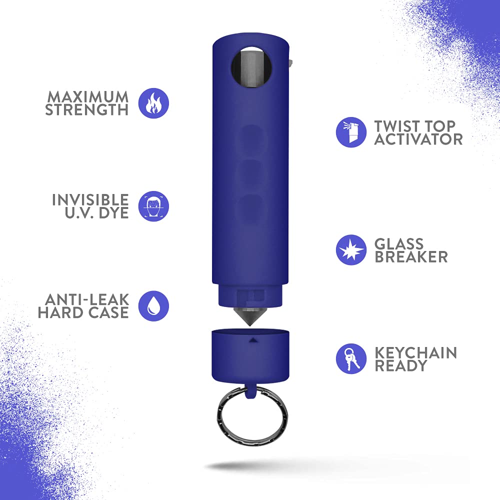 Guard Dog Pepper Spray with Window Breaker | 3-in-1 Car Safety Tool | Self Defense Keychain | Maximum Strength | 16 Feet Distance Defense (Blue)