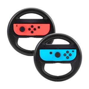 beastron racing games steering wheel compatible with switch, joy-con steering wheel, black 2 pack