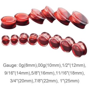 YOFANST Red Liquid Blood Ear Plugs Acrylic Saddle Stretching Tunnels Expander Gauge 00g