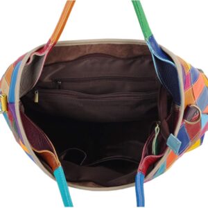 Women's Multicolor Tote Handbag Genuine Leather Design Hobo Shoulder Bag Purses (Multicoloured-2)