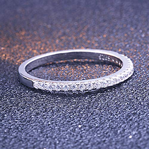 AHLOE JEWELRY CEJUG Sterling Silver Wedding Bands for Women 14K Gold Plated Eternity Rings Stackable Band Cz Size 6