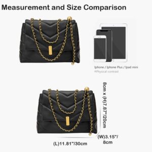 YXBQueen Designer Crossbody Bags Leather Quilted Chain Bag Black Women Bags Medium