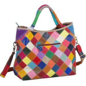 Women's Multicolor Tote Handbag Genuine Leather Design Hobo Shoulder Bag Purses (Multicoloured-2)