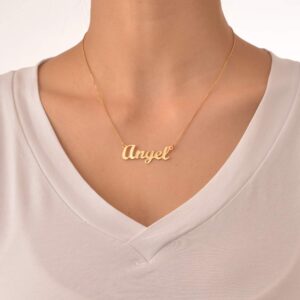 MyNameNecklace Personalized Script Name Necklace - Custom Made Precious Metals Sterling Silver 925 & Gold Jewelry Nameplate Gift