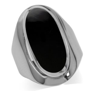 Silvershake Created Black Onyx Inlay White Gold Plated 925 Sterling Silver Casual Armor Ring Size 11