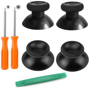 Liphontcta Joystick Cap Replacement for Xbox One/xbox One S/ Ps4 Controllers Thumb Stick Grip Cap (2 Metal + 2 Rubberized) with Repair Screwdriver Kit