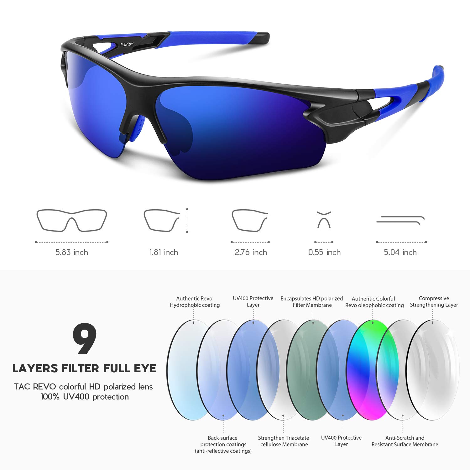 BEACOOL Polarized Sports Sunglasses for Men Women Youth Baseball Fishing Cycling Running Golf Motorcycle Tac Glasses UV400