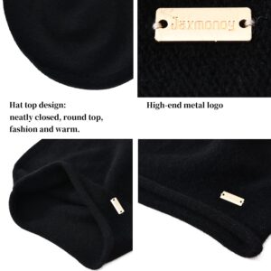 jaxmonoy Cashmere Hat Knit Slouchy Beanies for Women Winter Soft Warm Ladies Wool Knitted Skull Beanies Cap - Black