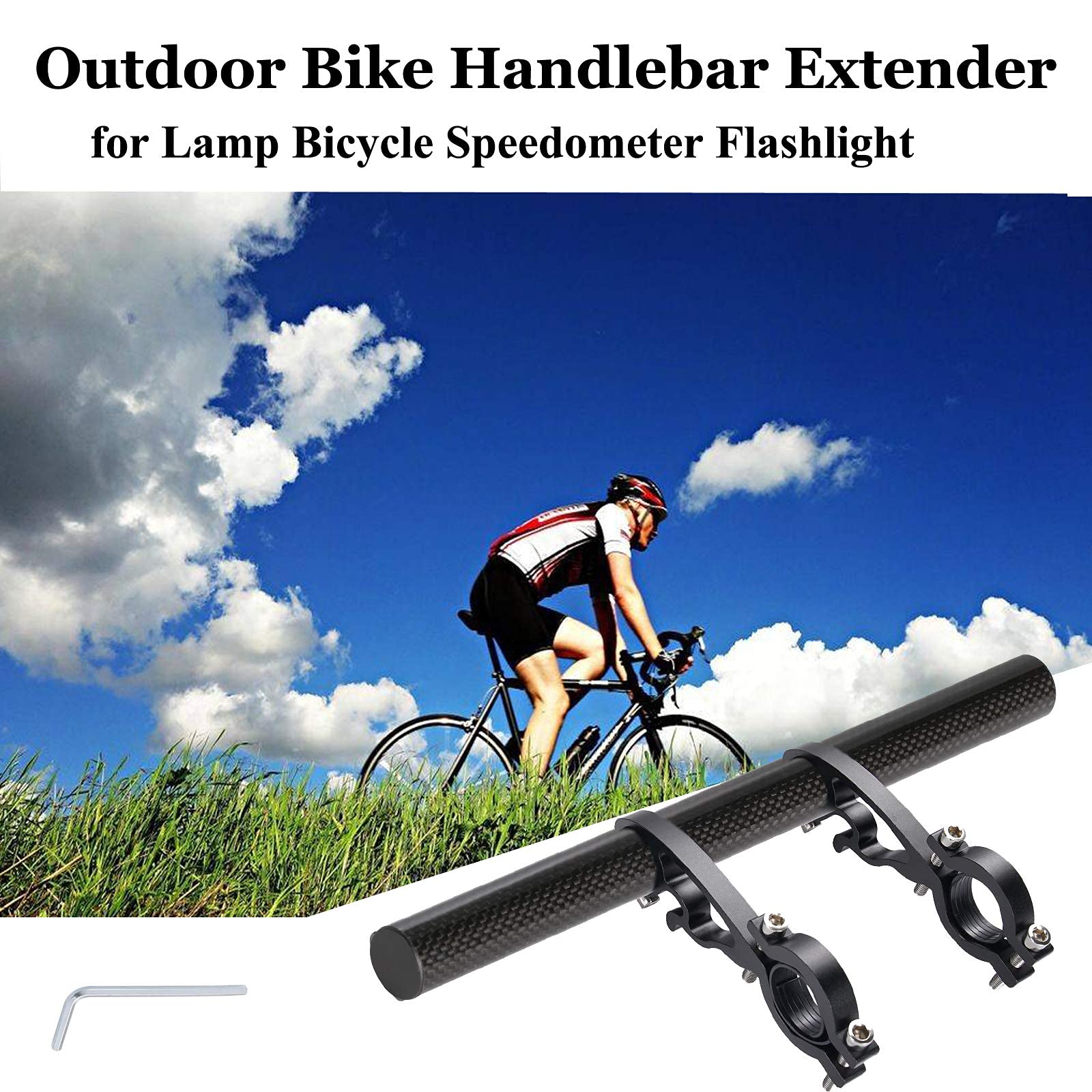 Yizhet Bike Handlebar Extension,Bicycle Handlebar Extender Multifunction Double Bike Handlebar Bracket Extender for Holding Bicycle Speedometer, GPS, Phone Mount Holder(25cm)