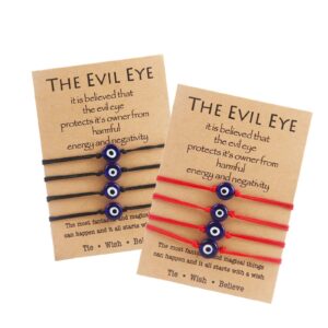 evil eye lucky bracelets set colorful evil eye beaded adjustable braided red string turkish amulet good lcuk jewelry for women men-set