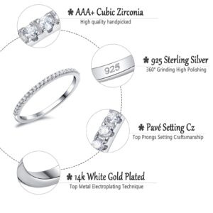 AHLOE JEWELRY CEJUG Sterling Silver Wedding Bands for Women 14K Gold Plated Eternity Rings Stackable Band Cz Size 6