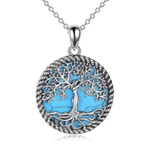 ONEFINITY Tree of Life Necklace Sterling Silver Turquoise Tree of Life Pendant Necklace Tree of Life Jewelry for Women Gifts