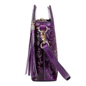 PIJUSHI Designer Leather Handbags for Women Ladies Floral Crossbody Shoulder Bags Clutch Purse (20093 Purple)