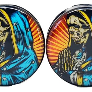 Pierced Republic Holy Skeleton Ear Plugs - Acrylic Screw-On - 10 Sizes Pair* (00 Gauge (10mm))