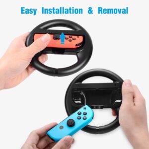 Beastron Racing Games Steering Wheel compatible with Switch, Joy-Con Steering Wheel, Black 2 Pack