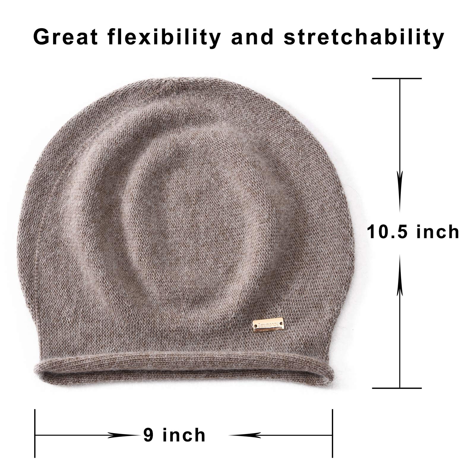 jaxmonoy Cashmere Slouchy Knit Beanie Hat for Women Winter Soft Warm Ladies Fleece Wool Knitted Skull Beanies Cap - Brown