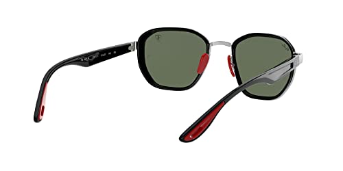 Ray-Ban RB3674M Scuderia Ferrari Collection Round Sunglasses, Silver/Dark Green, 51 mm