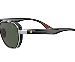 Ray-Ban RB3674M Scuderia Ferrari Collection Round Sunglasses, Silver/Dark Green, 51 mm