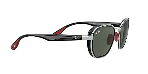 Ray-Ban RB3674M Scuderia Ferrari Collection Round Sunglasses, Silver/Dark Green, 51 mm