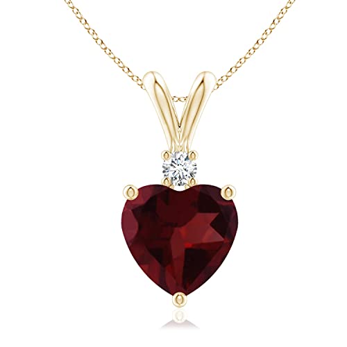 Angara Natural Garnet Solitaire Pendant Necklace for Women in 14K Yellow Gold (Grade-A | 8mm) January Birthstone Jewelry Gift for Women | Birthday | Wedding | Anniversary