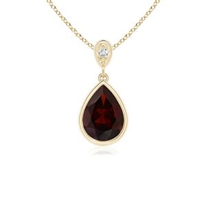 angara natural garnet dangle drop pendant necklace for women, 14k yellow gold (grade-a | 8x6mm) january birthstone jewelry gift for women | birthday | wedding | anniversary